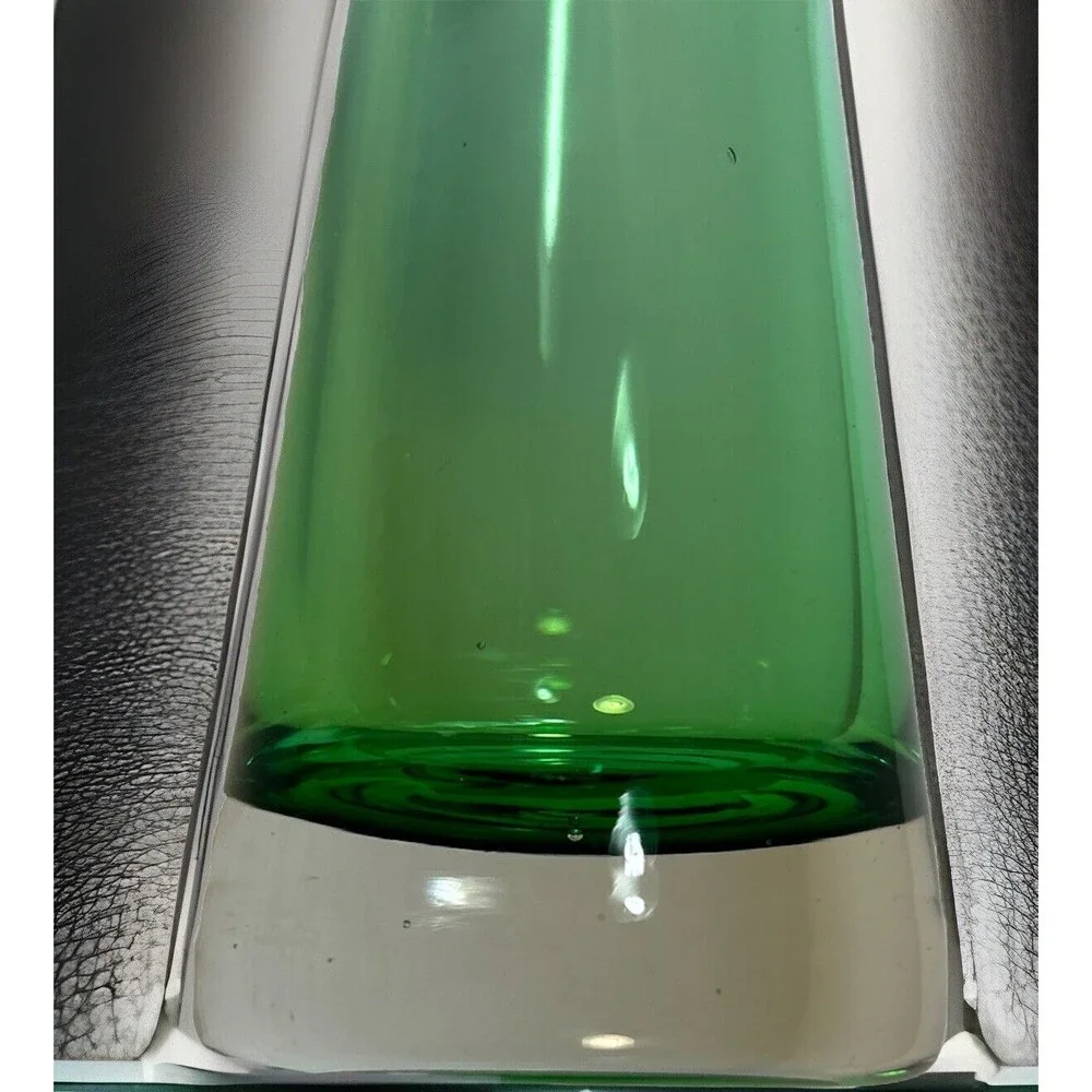 Green Glass Clear Bottom Skinny Single Stem Bud Vase